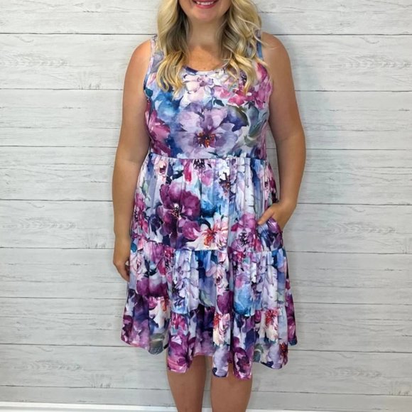 NWT Shirley & Stone Alene Tiered Dress Purple Haze - Picture 1 of 10